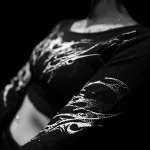 Women's Diamond Heart cropped Thermal T shirt [VOID BLACK] (2)